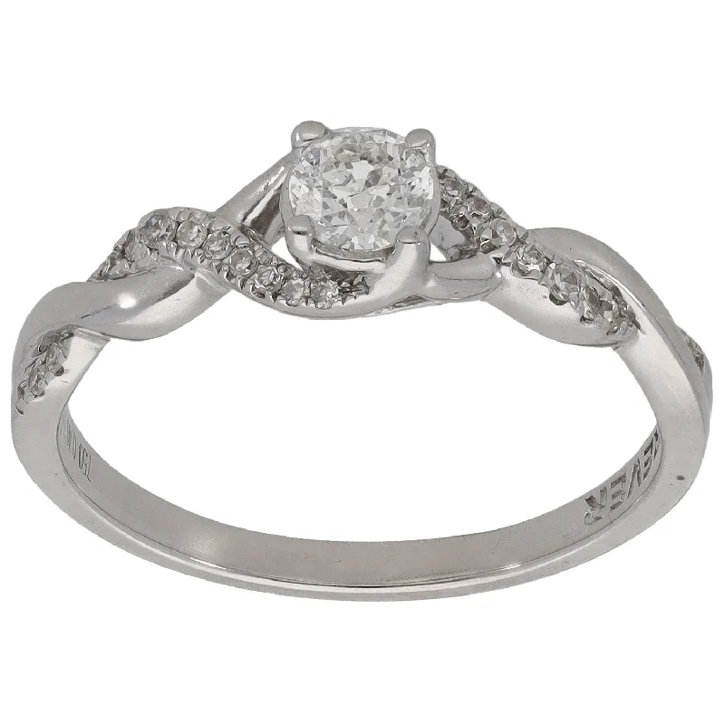 ladies engagement rings for petite fingers -18ct White Gold 0.40ct Diamond Solitaire Ring With Accent Stones Size Q