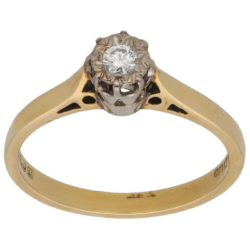 ladies engagement rings bold statement -18ct Bi-Colour Gold 0.10ct Diamond Solitaire Ring Size M