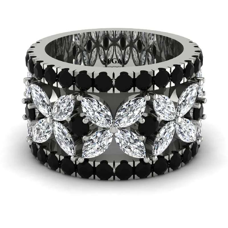 ladies engagement rings eternity band -3.6 Ct Marquise Diamond Floral Butterfly Anniversary Ring - Leighton No. 33