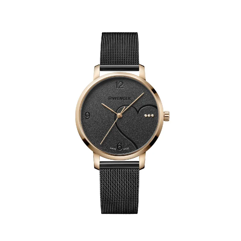 bracelets and bangles timeless beauty -Wenger Women's Watch - Metropolitan Donnissima Black Dial Mesh Bracelet | 01.1731.113