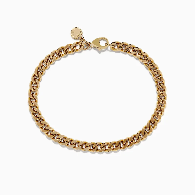 bracelets and bangles floral pattern -Men's 14K Yellow Gold Chain Bracelet 8.25"