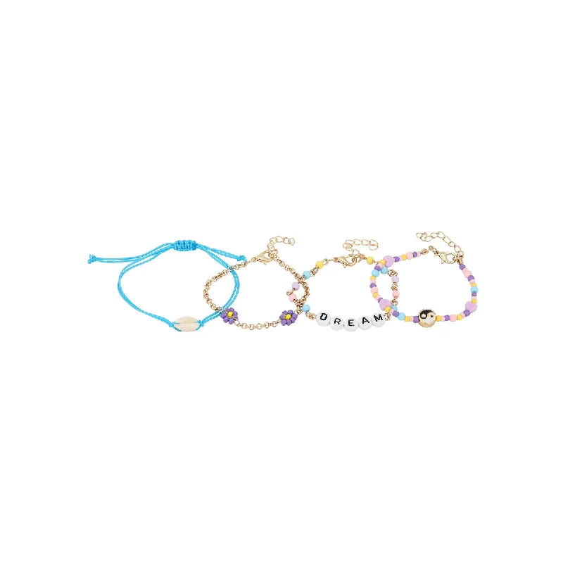 bracelets and bangles for women -Carlton London Girls Set Of 4 Multicoloured Enamelled Gold-Plated Charm Bracelet Kjbs038