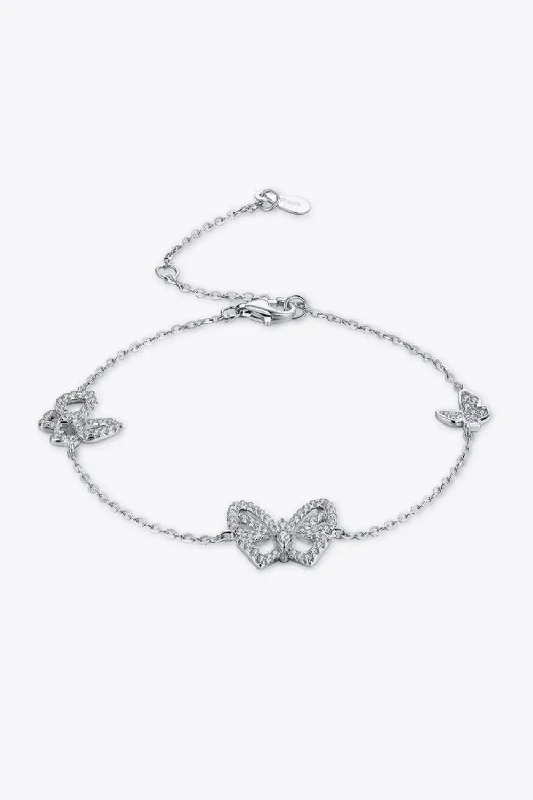 bracelets and bangles for trendy women -Moissanite Butterfly Shape Bracelet