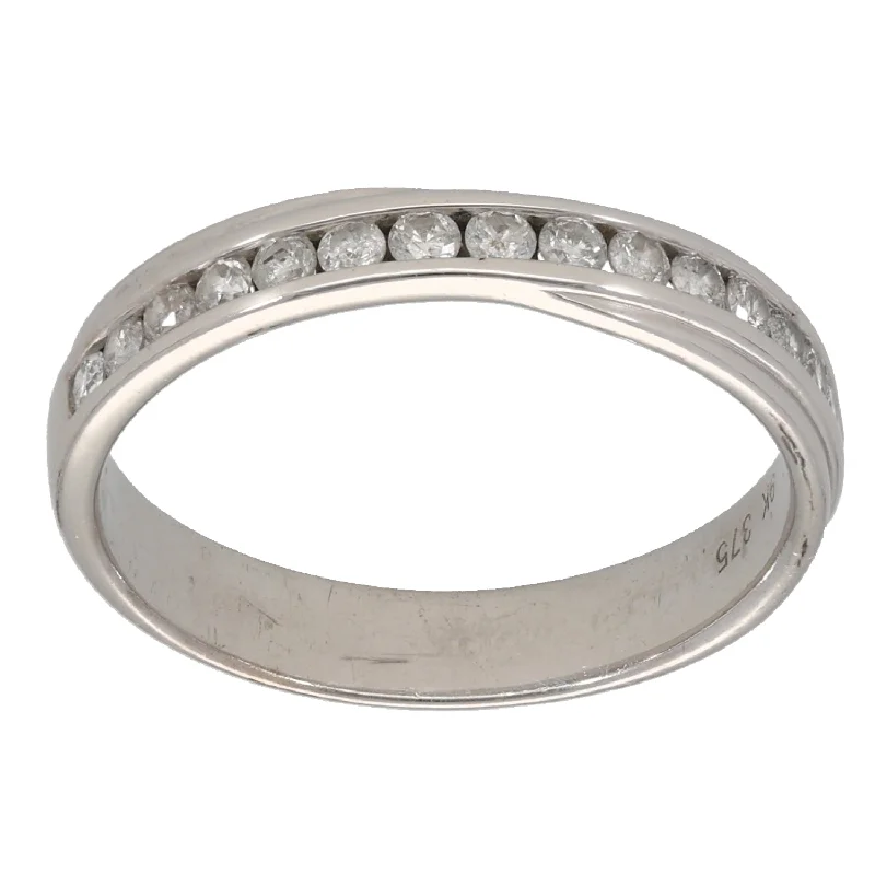 ladies engagement rings under 1000 -9ct White Gold 0.15ct Diamond Half Eternity Ring Size N