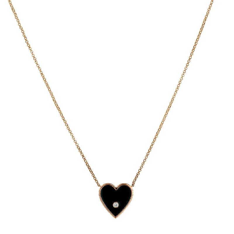 necklaces with teal turquoise -ENAMEL & DIAMOND HEART NECKLACE