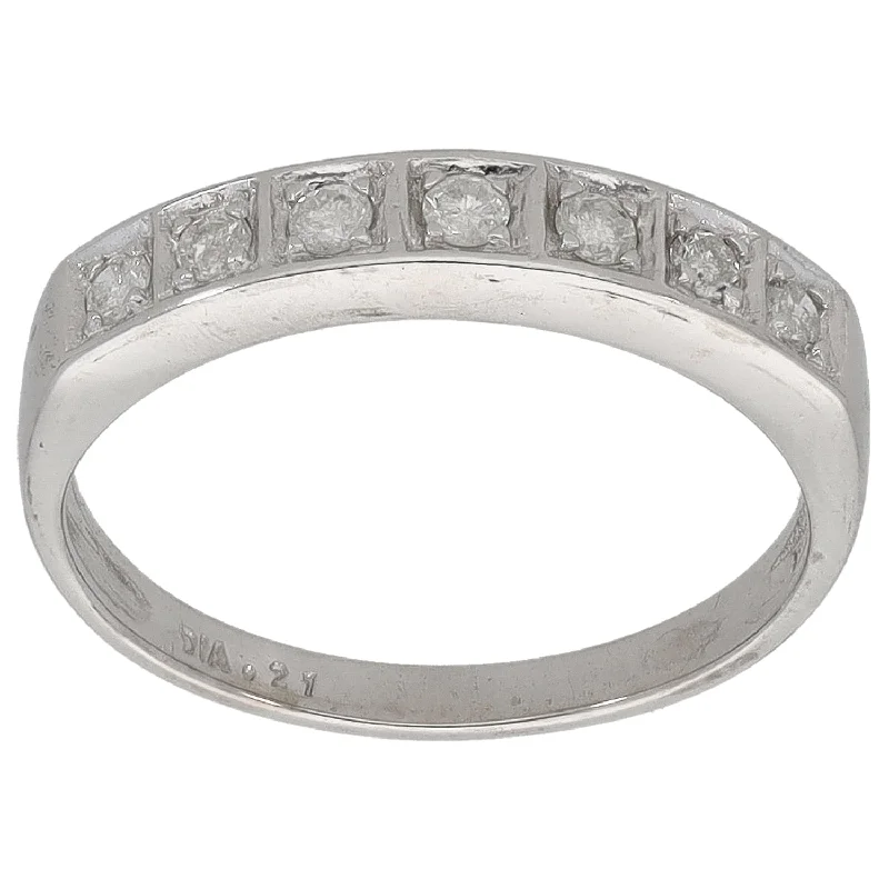 ladies engagement rings stackable set -9ct White Gold 0.21ct Diamond Half Eternity Ring Size N