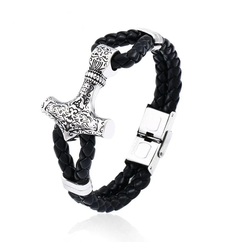 bracelets and bangles boho chic -Men's Punk Hammer Carved Bracelet