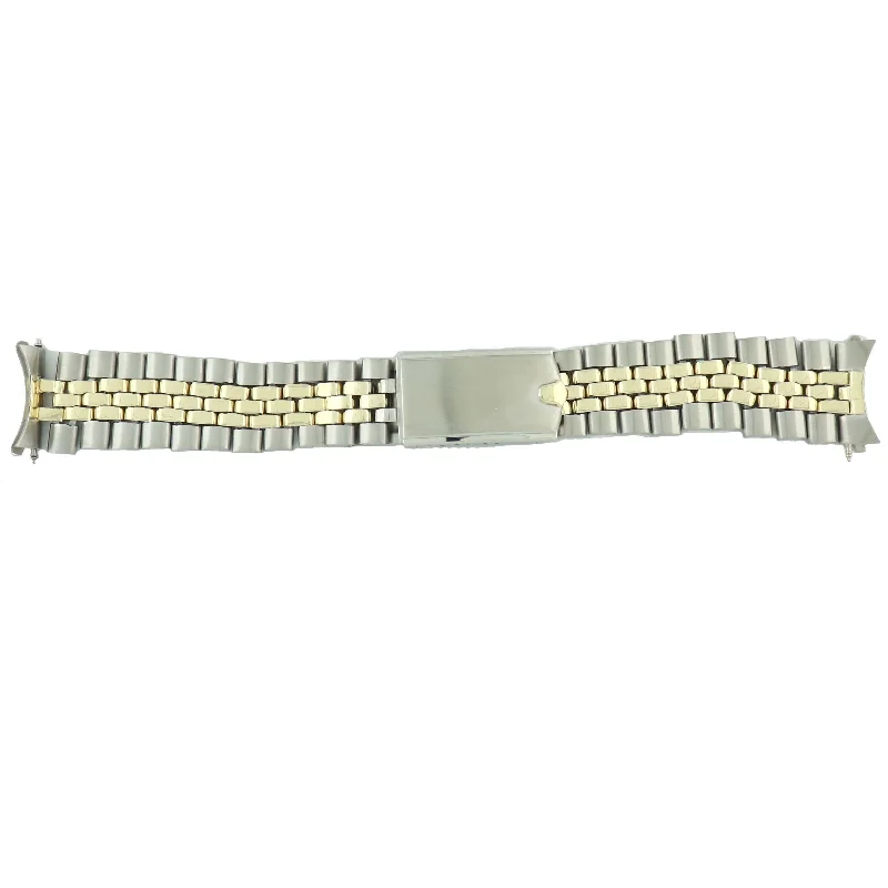 bracelets and bangles for vintage lovers -19mm Vintage Rolex USA 14k Trim Stainless Steel Yellow Gold Jubilee Bracelet