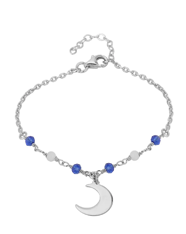 bracelets and bangles with gold plating -Carlton London Rhodium Plated Crecent Charm Bracelet For Women