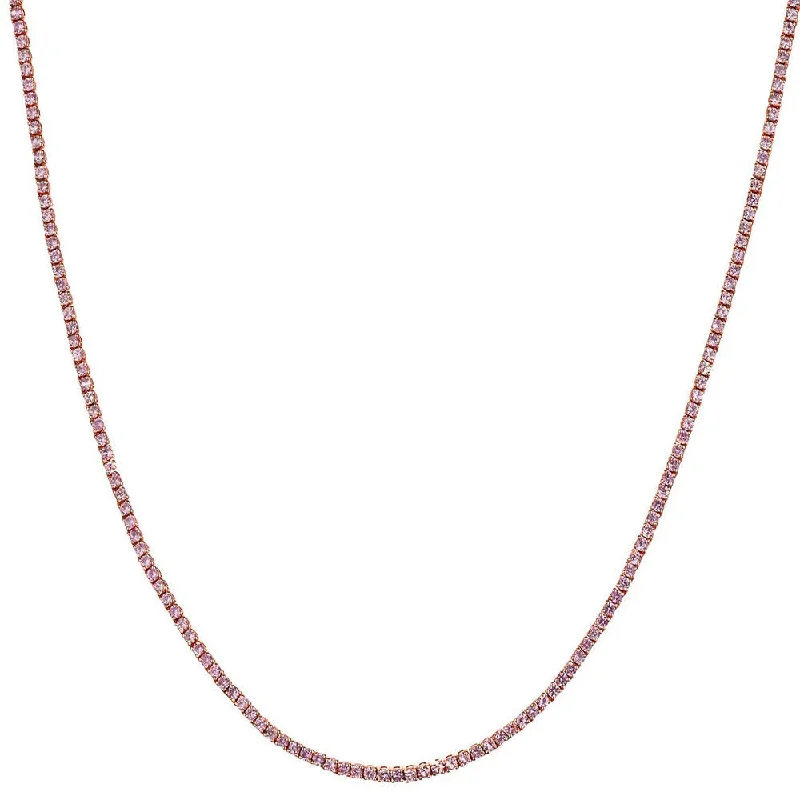 necklaces delicate thin -PINK SAPPHIRE TENNIS NECKLACE