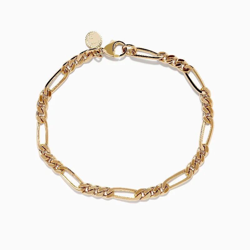 bracelets and bangles classic look -Men's 14K Yellow Gold Figaro Chain Bracelet