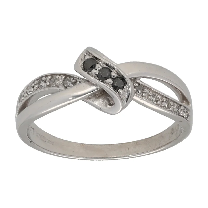 ladies engagement rings for small hands -9ct White Gold 0.13ct Diamond Dress/Cocktail Ring Size L