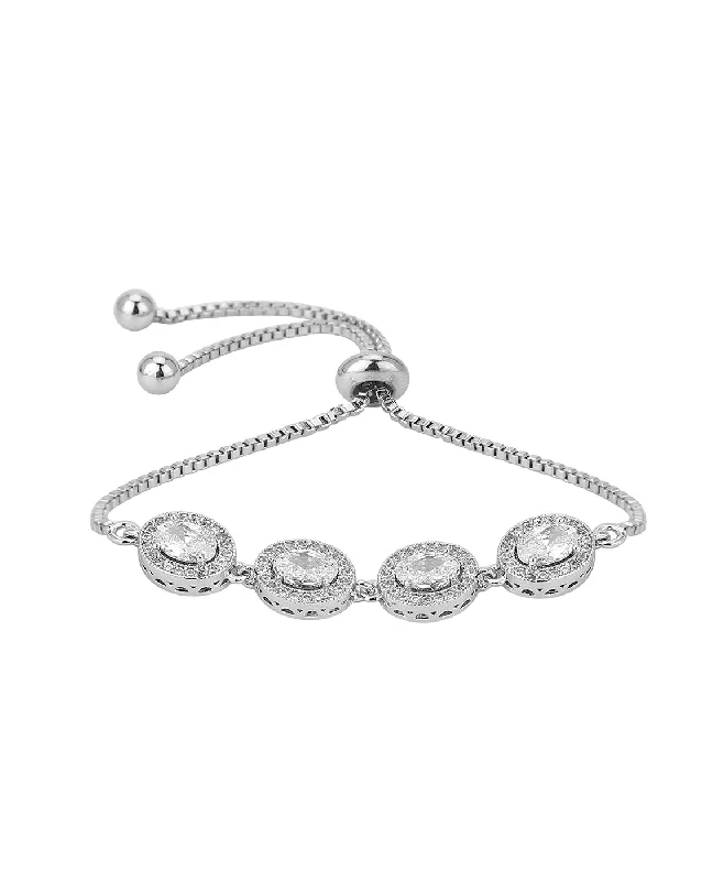 bracelets and bangles stylish cheap -Carlton London Rhodium Plated Cz Link Bracelet For Women