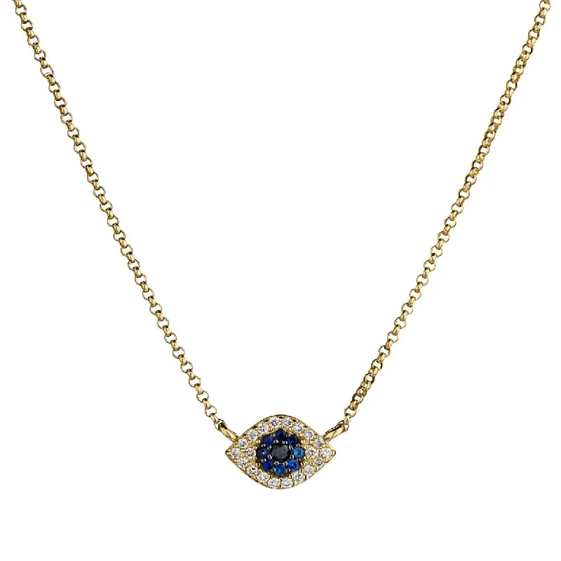 necklaces for fashion lovers -DIAMOND & BLUE SAPPHIRE EVIL EYE NECKLACE