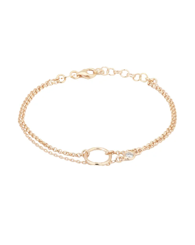 bracelets and bangles with pink tourmaline -Carlton London Rose Gold Plated Cz Dual Strand Bracelet For Women