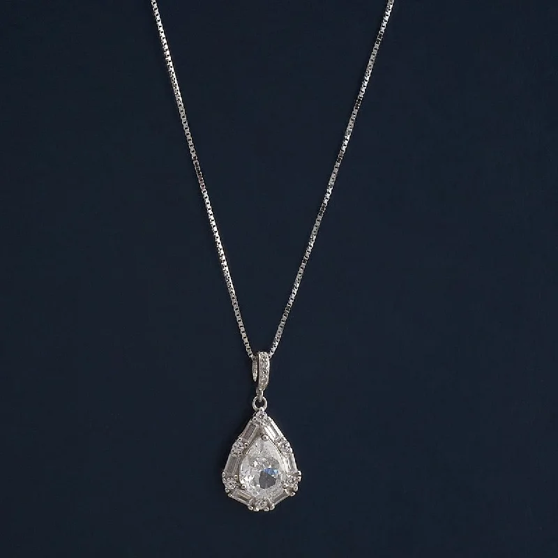 necklaces with aquamarine stone -92.5 Silver Pendant with Chain 183003