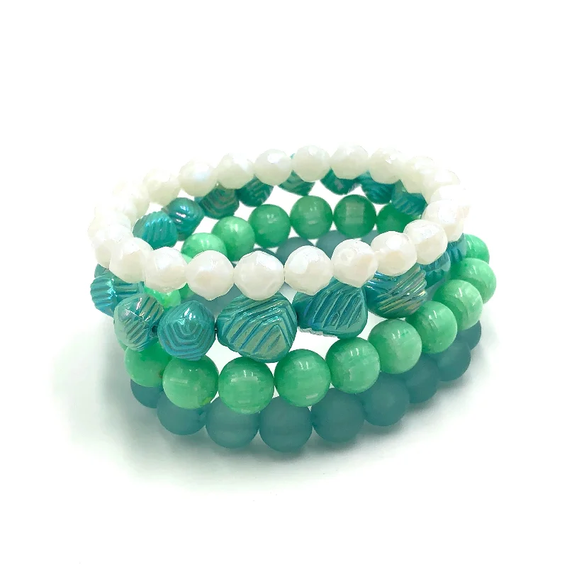 bracelets and bangles thin bangle -Acid Mint Stack & Stretch Bracelets Set