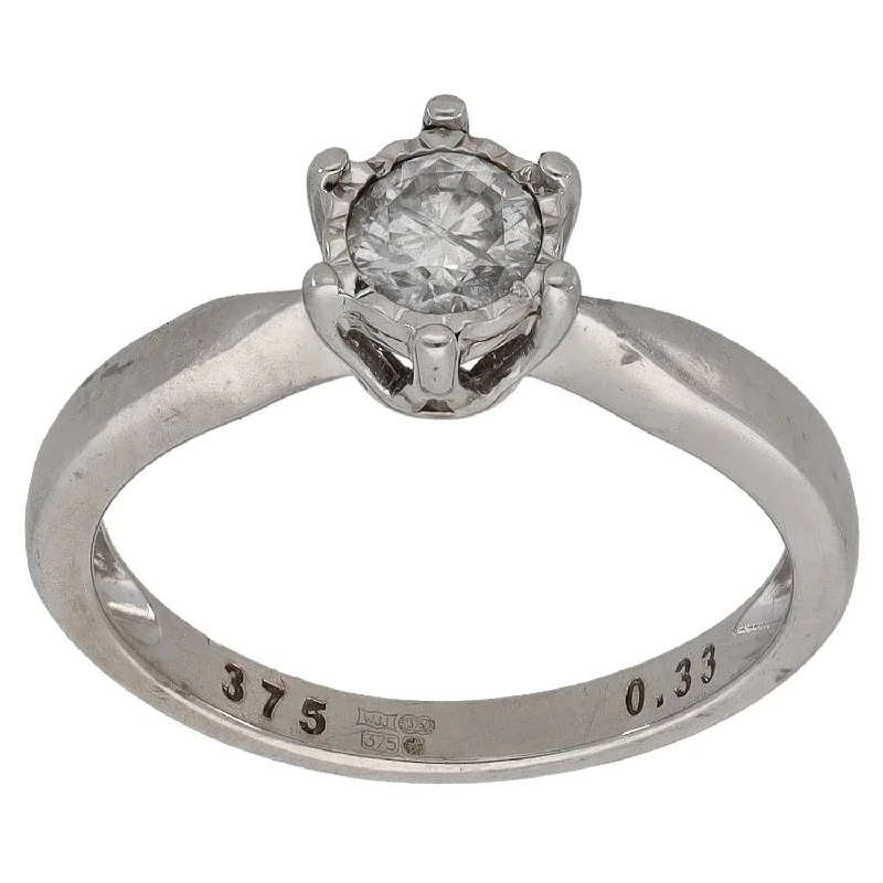 ladies engagement rings with engraving -9ct White Gold 0.33ct Diamond Solitaire Ring Size L