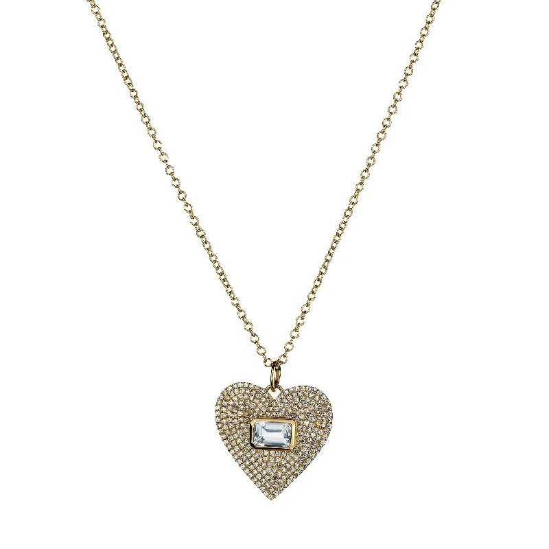 necklaces with blue sapphire -PAVÉ DIAMOND & WHITE TOPAZ HEART NECKLACE