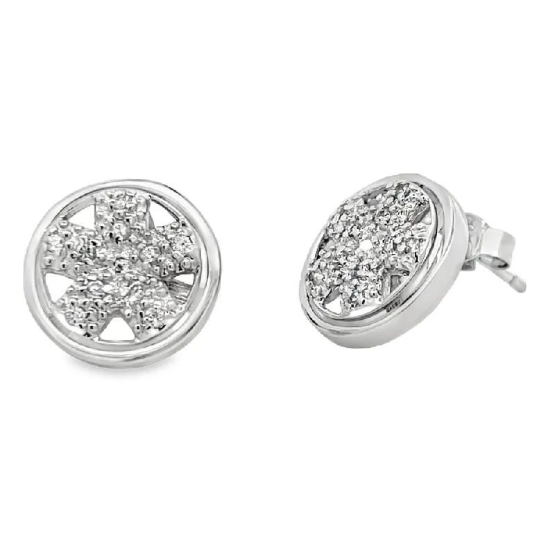 ladies earrings with orange garnet -CZ Spinning Wheel Fat Spoke Rim Earrings .925 Sterling Silver