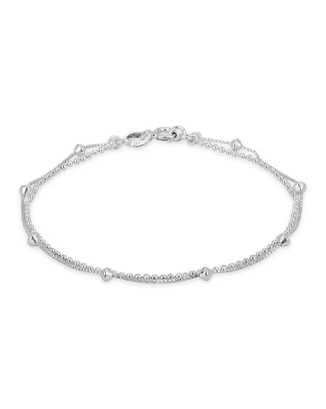 bracelets and bangles for young women -Carlton London 925 Sterling Silver Rhodium Plated Dual-Strand Bracelet