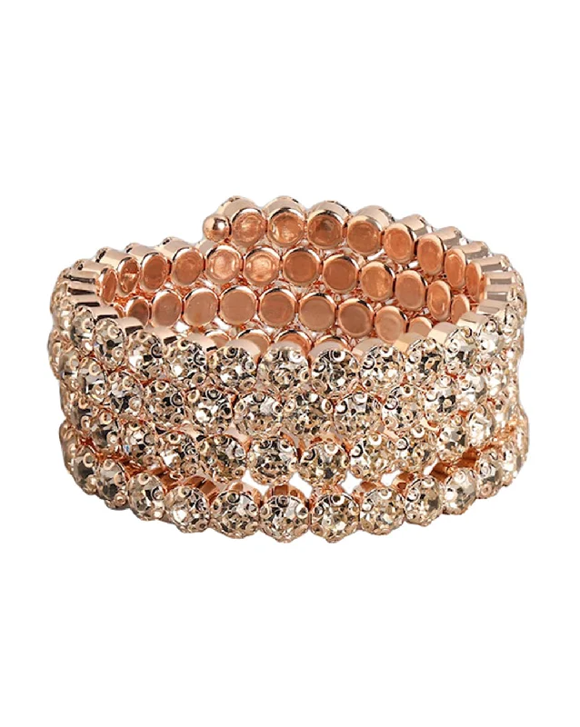 bracelets and bangles with moonstone -Rose Gold Toned Cz Adjustable Wrapround Bracelet For Women