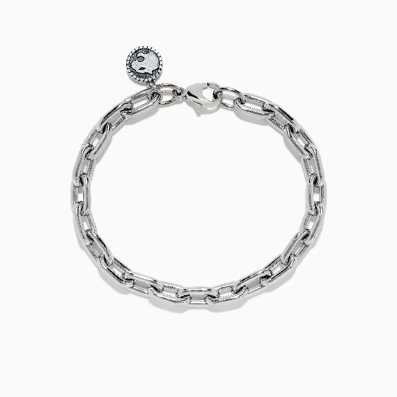 bracelets and bangles stylish cheap -Men's 925 Sterling Silver Chain Link Bracelet