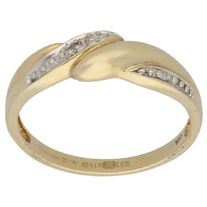 ladies engagement rings timeless beauty -9ct Gold 0.015ct Diamond Half Eternity Ring Size P