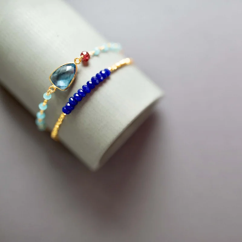 bracelets and bangles anniversary gift -Bracelet Stacking Set: London Blue Quartz and Lapis Lazuli