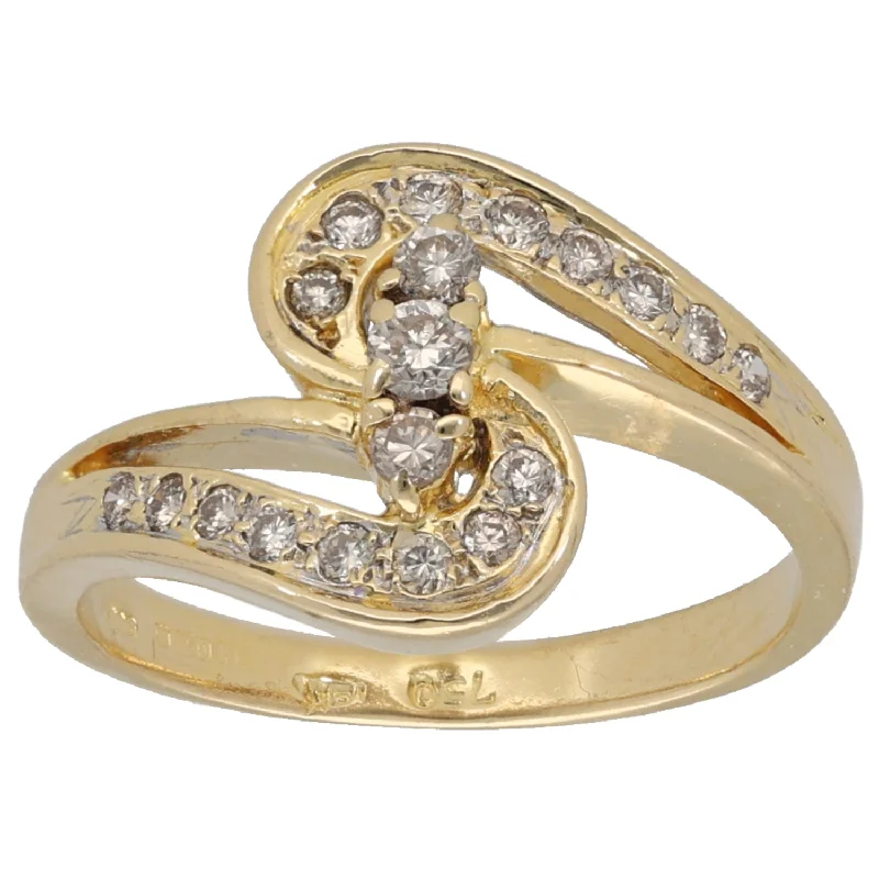 ladies engagement rings with crystals -18ct Gold 0.23ct Diamond Dress/Cocktail Ring Size L