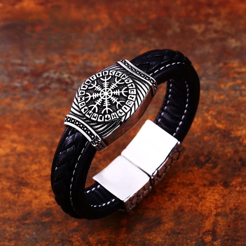 bracelets and bangles trendy 2025 -Men's Punk Viking Letter Carved Bracelet