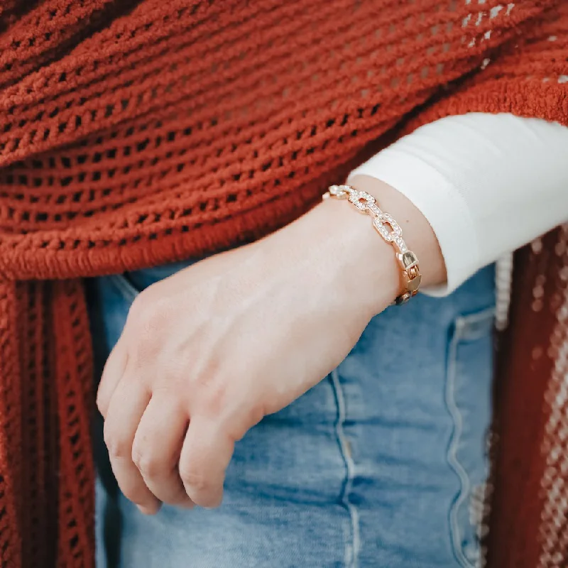 bracelets and bangles with pink sapphire -Lovely Links Chain Hinge Bracelet