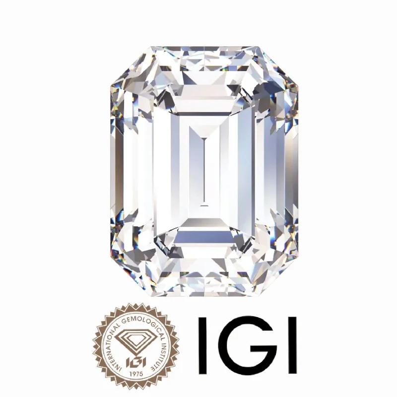 ladies engagement rings white sapphire -6.00 ct. Emerald Wholesale IGI Certified Lab Grown Loose Diamond. (VS2 / G)