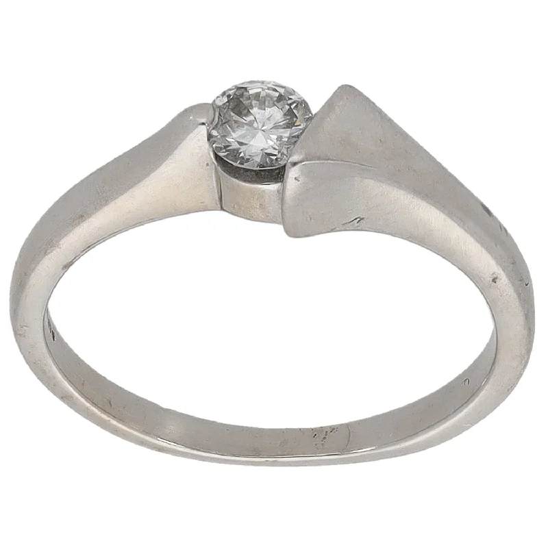 ladies engagement rings with engraving -18ct White Gold 0.23ct Diamond Solitaire Ring Size K