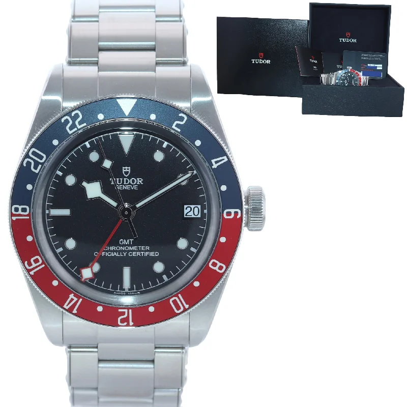 bracelets and bangles with green emerald -2022 MINT PAPERS Tudor Black Bay GMT Pepsi 79830RB 41mm Steel Bracelet Watch