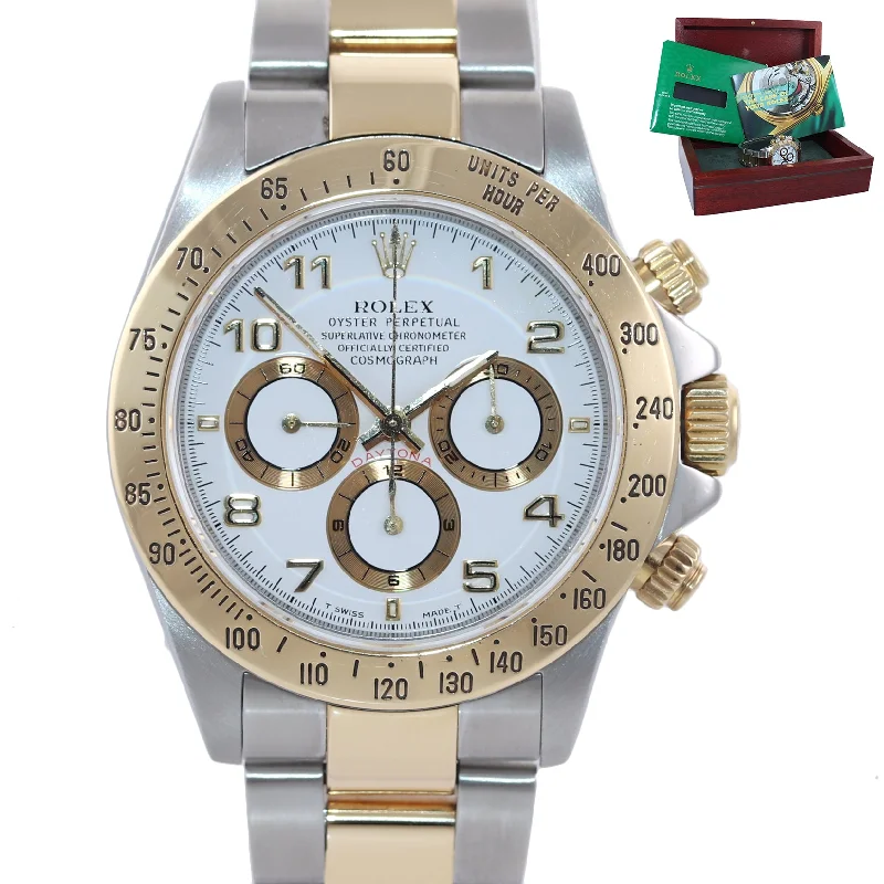 bracelets and bangles with star charm -MINT Rolex Daytona 16523 Zenith Two Tone 18 Yellow Gold White Dial SEL Bracelet