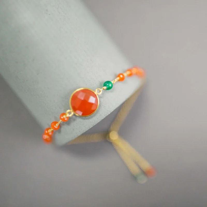 bracelets and bangles with pearls -Carnelian Gemstone Adjustable Stacking Bracelet