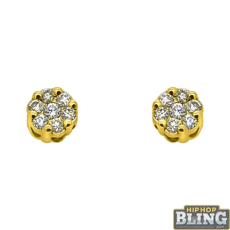 ladies earrings for beach wear -14K Gold .30cttw Diamond Cluster Bling Earrings