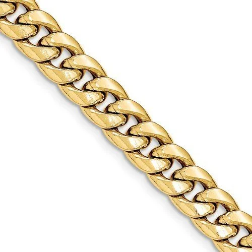 bracelets and bangles hypoallergenic metal -MEN'S 14KT YELLOW GOLD 9.3MM SEMI SOLID MIAMI CUBAN CHAIN BRACELET