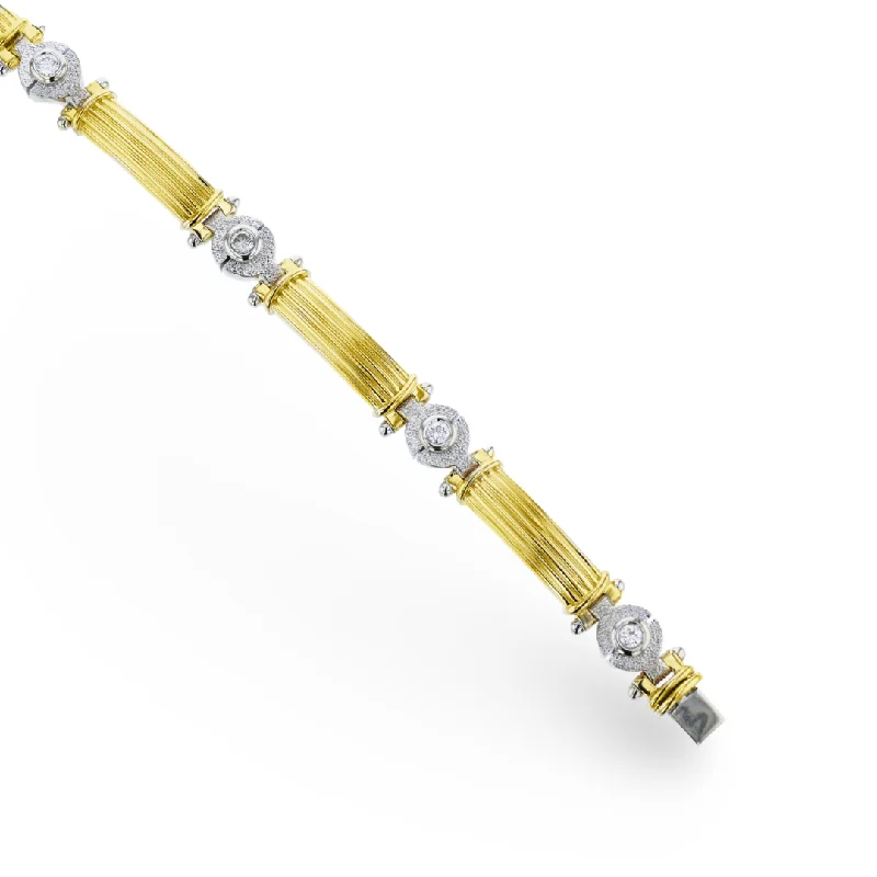 bracelets and bangles with ruby -MEN'S 14KT WHITE & YELLOW GOLD 1.17CTW DIAMOND BRACELET