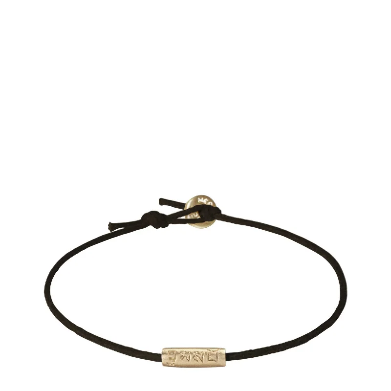 bracelets and bangles bold style -Men's 10K Gold Tibetan Love Tube Bead Bracelet on Black Cord