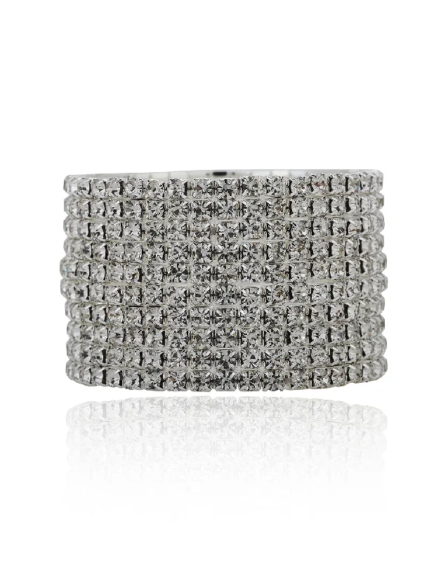 bracelets and bangles for office wear -Carlton London Cz Studded With Rhodium Plated Stretchable Bracelet