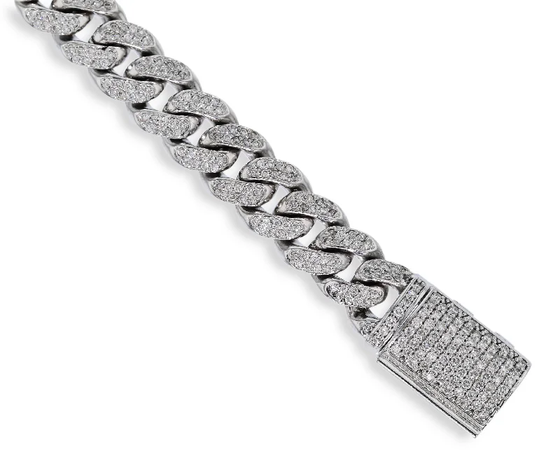 bracelets and bangles delicate look -MEN'S 14KT WHITE GOLD 4.16CTW DIAMOND BRACELET