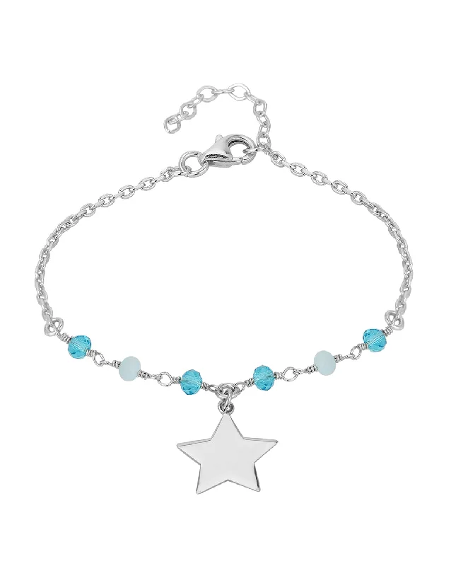 bracelets and bangles for beach wear -Carlton London Rhodium Plated Star Charm Bracelet For Women