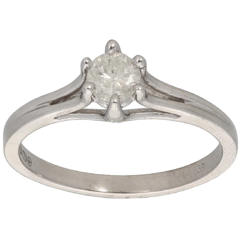 ladies engagement rings with side stones -9ct White Gold 0.39ct Diamond Solitaire Ring Size M