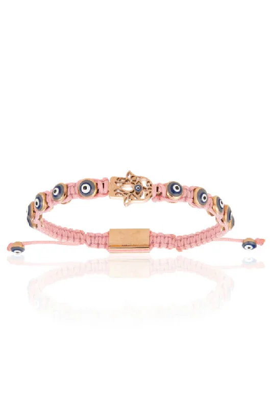 bracelets and bangles trendy minimalist -Pink Nylon Hamsa Bracelet