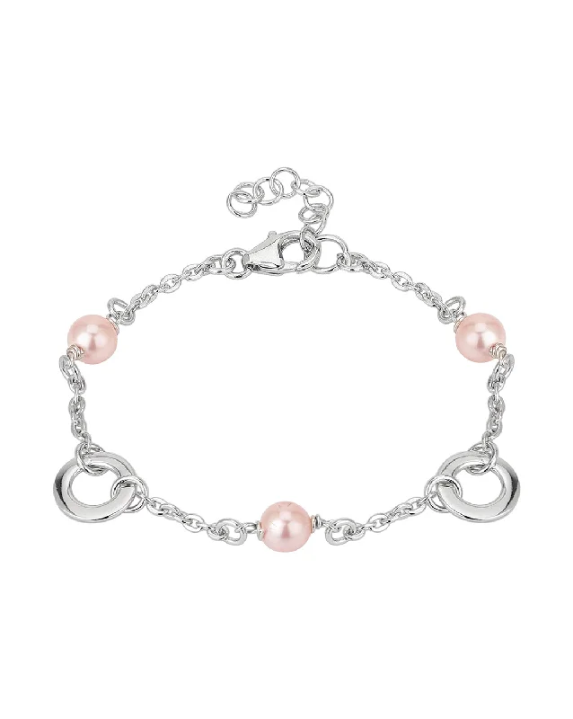 bracelets and bangles with rose quartz -Carlton London Rhodium Plated With Pearl Bracelet For Women