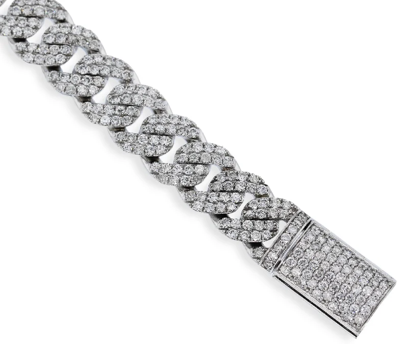 bracelets and bangles with pearls -MEN'S 14KT WHITE GOLD 9.33CTW DIAMOND BRACELET