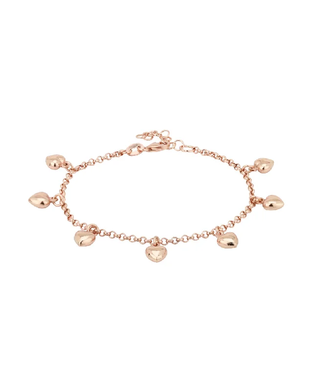 bracelets and bangles with teal turquoise -Carlton London Rose Gold Plated Heart Shape Charm Bracelet