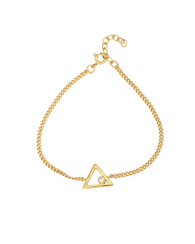 bracelets and bangles for casual wear -18kt Gold Plated with CZ Triangular Charm Bracelet for women